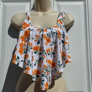 MARINAVIDA Orange Floral Tankini Top Small